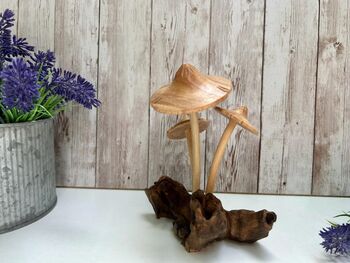 Handmade Wooden Mushroom Ornament Natural Decor And Gift, 4 of 10
