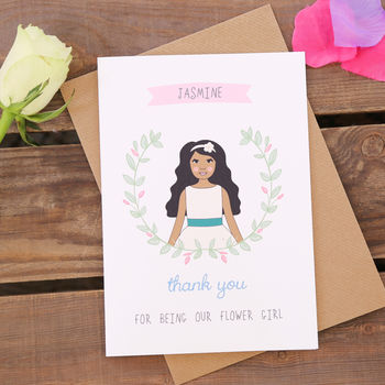Flower Girl Personalised Thank You Or Will You Be Card, 3 of 7