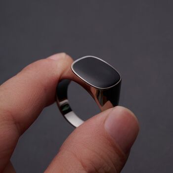 Engravable Silver Black Onyx Signet Ring, 2 of 11