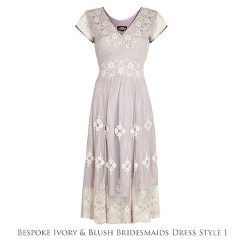 Bespoke Lace Bridesmaids Dresses In Ivory And Blush, 2 of 5