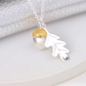 Sterling Silver And Gold Oak Leaf And Acorn Pendant, 4 of 9
