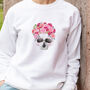 Flower Skull Print Sweatshirt, thumbnail 2 of 5