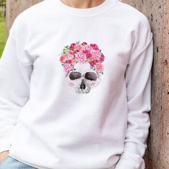 Flower Skull Print Sweatshirt, 2 of 5