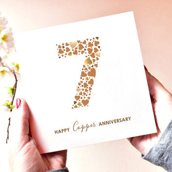 Love Hearts Copper 7th Anniversary Card, 2 of 2