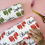 Personalised Bow And Name Christmas Wrapping Paper, thumbnail 2 of 2