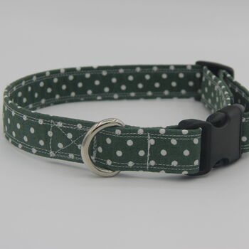 Dark Green Polkadot Dog Collar, 6 of 12