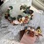 Sunflower Orange Flower Bridal Hair Crown, thumbnail 8 of 10