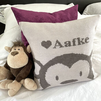 Personalised Knitted Monkey Cushion, 2 of 9