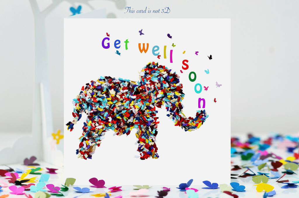 Elephant Get Well Soon Card, Butterfly Card, 1 of 7