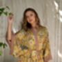 Gold Satin Silky Full Length Kimono Robe, thumbnail 3 of 8