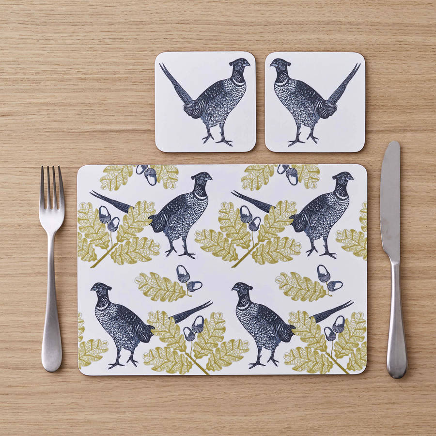 Pheasant And Oak Placemat Set Of Four By THORNBACK & PEEL