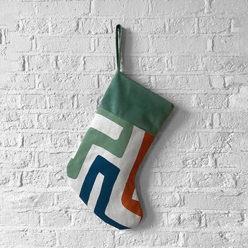 Abstract Linen Christmas Stocking, 2 of 5