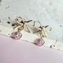 Bow Earrings With Pink Heart Charm, thumbnail 3 of 4