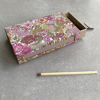 Personalised Refillable Liberty Fabric Matchbox With Leather Detail, 8 of 10