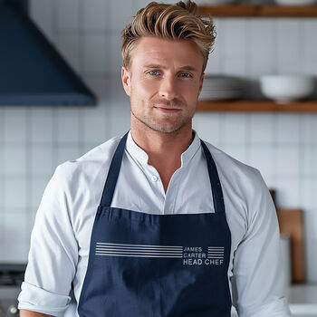 Personalised Chef Apron: Stripe Print, Minimalist Style, 2 of 12
