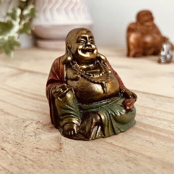 Small Gold Laughing Buddha Ornament To Bring Luck, 4 of 6