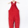 Red Organic Cotton Corduroy Dungarees And T Shirt Set, thumbnail 4 of 6
