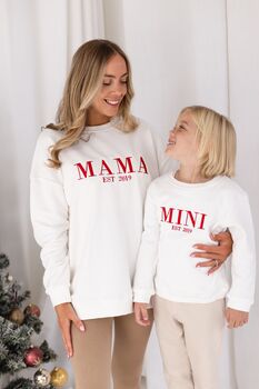 Christmas Mini Est Personalised Embroidered Sweatshirt Jumper With Optional Matching Mama, 8 of 12