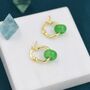 Sterling Silver Green Jade Donut Huggie Hoop Earrings, thumbnail 5 of 12