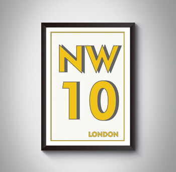 Nw10 Brent London Typography Postcode Print, 3 of 10