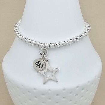 Skinny Bead Bracelet With Star And Number Charms, 5 of 6