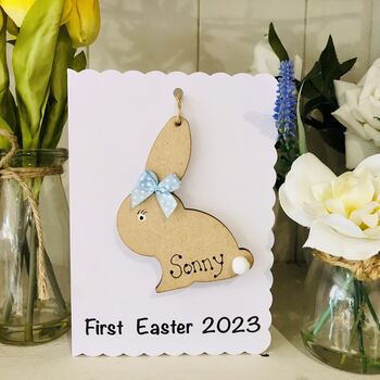 Personalised First Easter Bunny Wooden Keepsake Card, 2 of 3