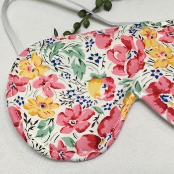 Pink Yellow Floral Cotton Eye Mask Kids/Adults, 2 of 3