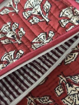 Quilted Block Print Toiletry Roll Up Pouch: Travel Kit, 4 of 11