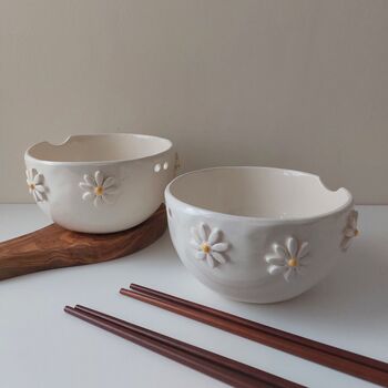 Handmade Ceramic Ramen Noodle Bowl With Daises, 8 of 8