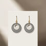 Cream And Black Stripey Circular Earrings, thumbnail 4 of 6