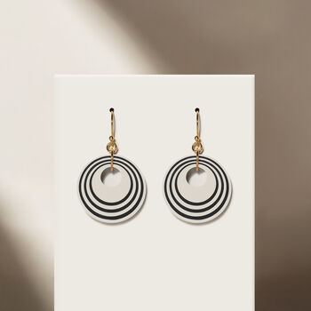 Cream And Black Stripey Circular Earrings, 4 of 6