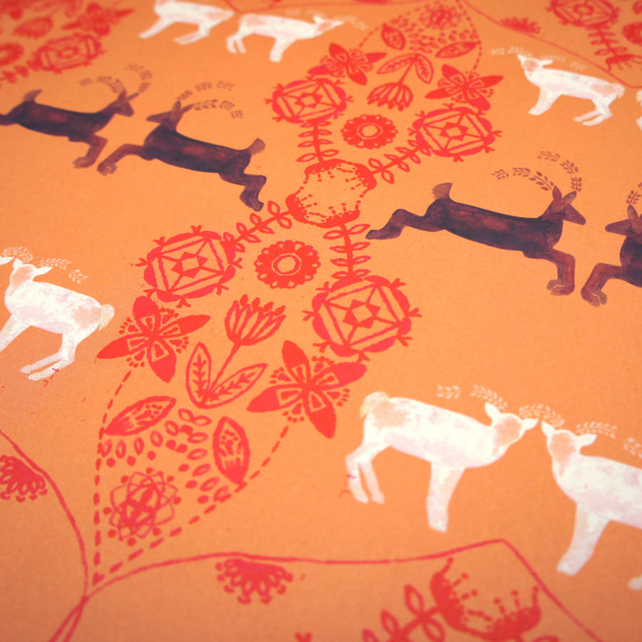 Gift Wrapping Paper Christmas Reindeer By Prism of Starlings