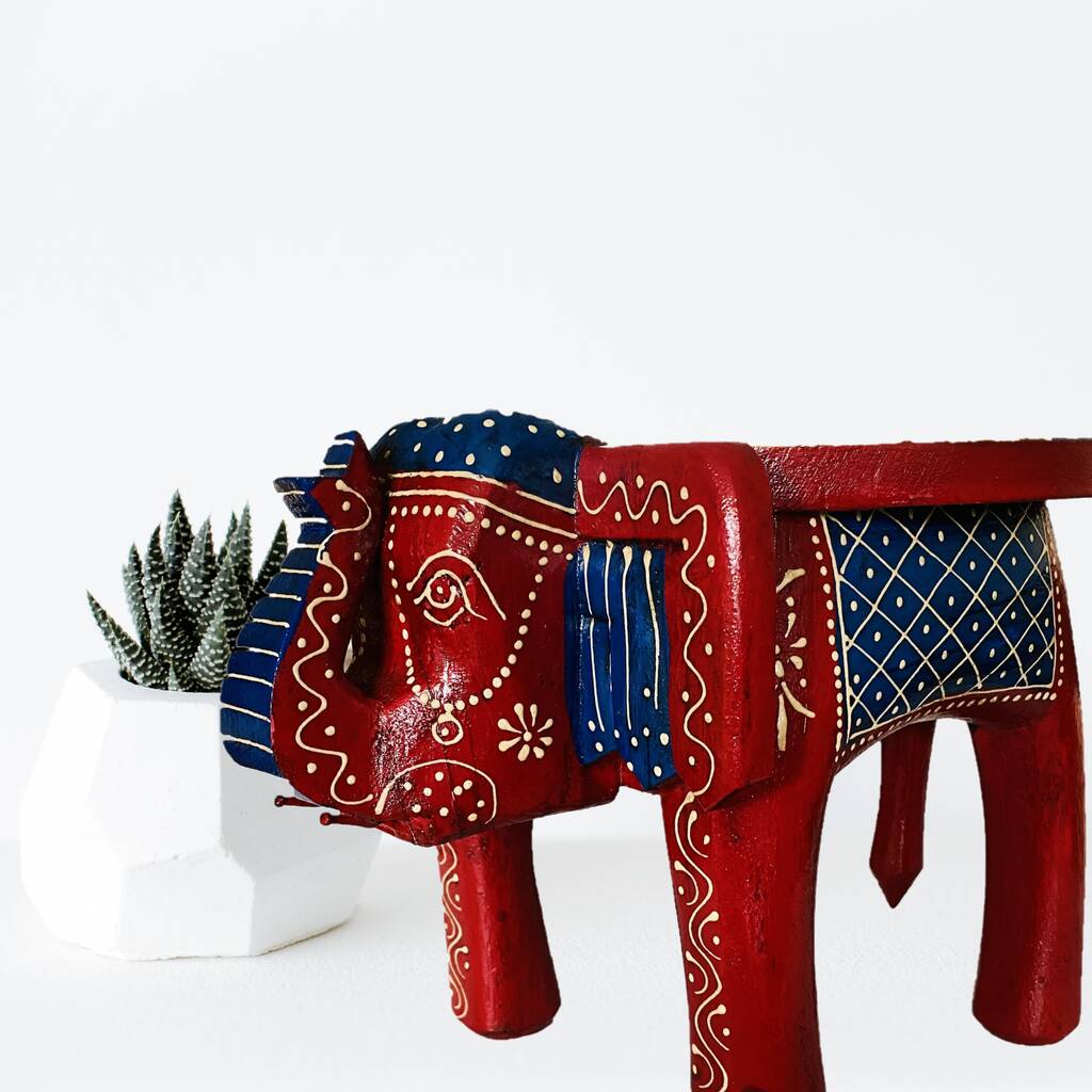 Decorative Indian Elephant Stool, 1 of 4