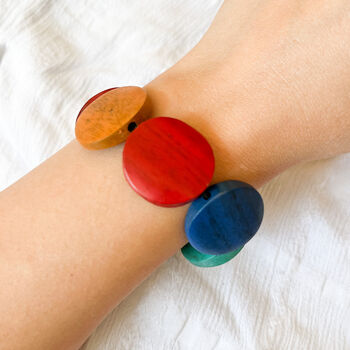 Boho Colourful Wooden Disc Bracelet, 2 of 5