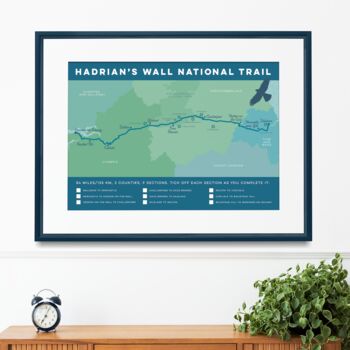 Hadrian's Wall Path Map Art Print With Tick List, 4 of 8