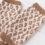 Leopard Knitted Wrist Warmers, thumbnail 9 of 10