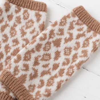 Leopard Knitted Wrist Warmers, 9 of 10