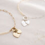 Freshwater Pearl And Chain Double Heart Personalised Bracelet, thumbnail 2 of 12