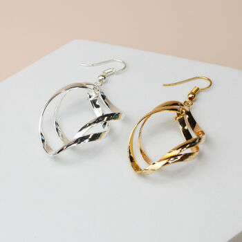 Silver Or Gold Teardrop Twist Dangle Earrings, 5 of 5