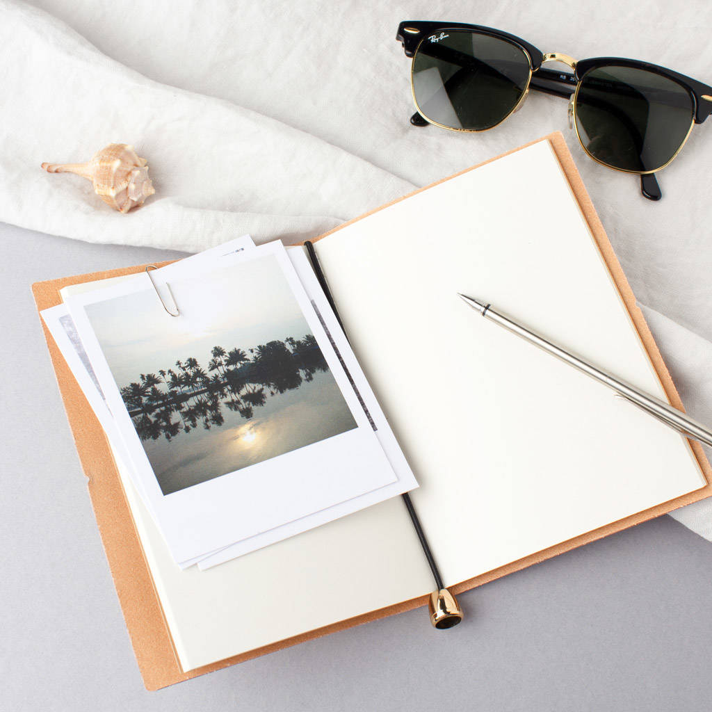 Personalised Spotty Leather Refillable Travel Journal By Create Gift