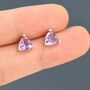 Genuine Amethyst Trillion Cut Stud Earrings, thumbnail 5 of 9