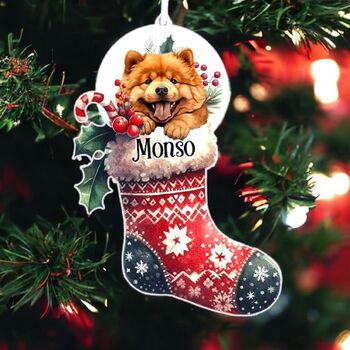 Personalised Chow Chow Christmas Stocking Bauble, 2 of 2