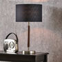 Brushed Silver And Wood Effect Table Lamp, thumbnail 1 of 8