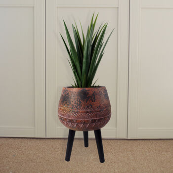 Large Composite Brown / Black Planter With Stand, 6 of 7