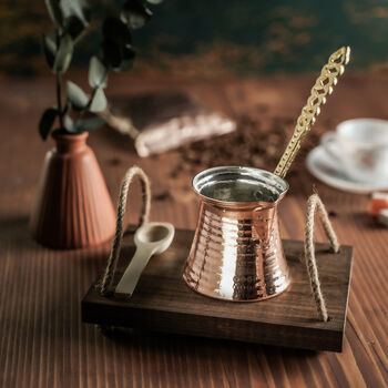 Handmade Solid Copper Coffee Pot With Brass Handle, 4 of 5
