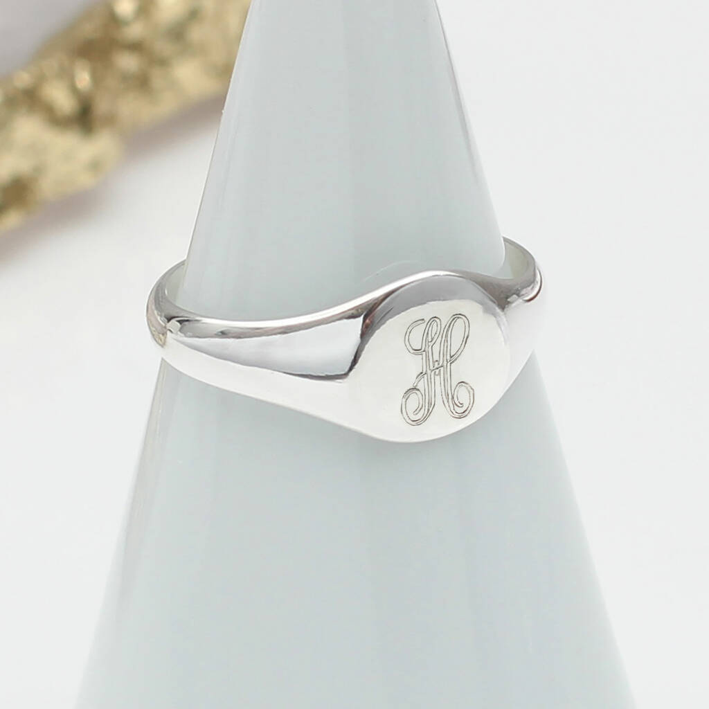 Mens Sterling Silver Initial Pinky Ring, 1 of 9