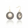Cream And Black Geometric Circular Earrings • Gold Plated Sterling Silver Hooks, thumbnail 5 of 11