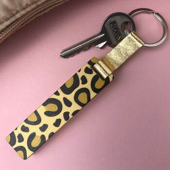 Personalised Leopard Print Glitter Stick Keyring, 2 of 4