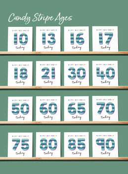 Candy Stripe 90th Birthday Card, 2 of 2