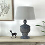 Distressed Jasmine Acorn Table Lamp Taupe Linen Shade, thumbnail 2 of 6